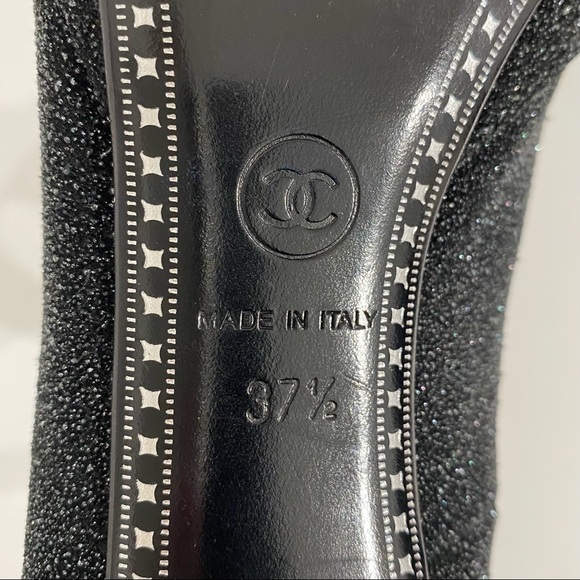 Authentic Chanel Black and Grey Glitter Platform Heels size 37 1/2 - Picture 12 of 12